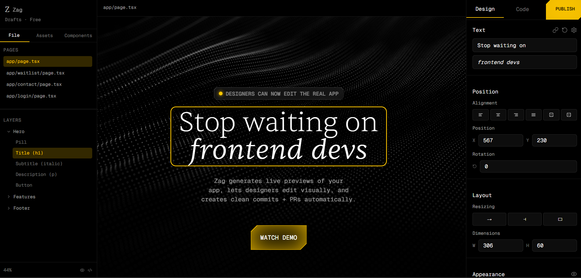Click anything. Edit visually. See changes instantly.